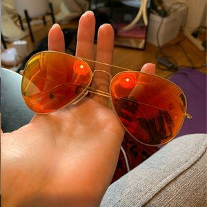 Orange Red Mirrored Aviator Ray Bans